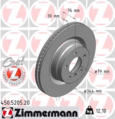 ZIMMERMANN 450.5205.20 Fren Sistemleri Fren Diski - LAND ROVER RANGE ROVER III (L322) uyumlu