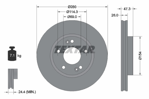 TEXTAR 92133905 Fren Sistemleri Fren Diski - HYUNDAI ix20 (JC) uyumlu