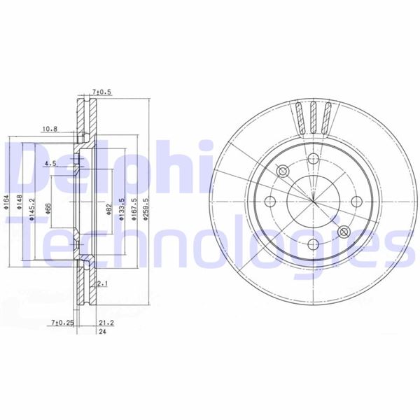 DELPHI BG2871 Fren Sistemleri Fren Diski - PEUGEOT 406 (8B) uyumlu