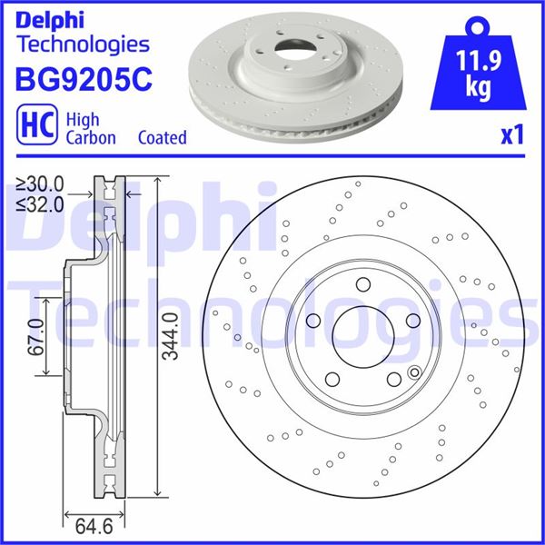 DELPHI BG9205C Fren Sistemleri Fren Diski - MERCEDES-BENZ SLK (R172) uyumlu