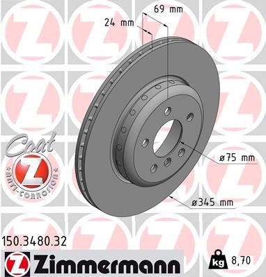 ZIMMERMANN 150.3480.32 Fren Sistemleri Fren Diski - BMW 6 Coupe (F13) uyumlu