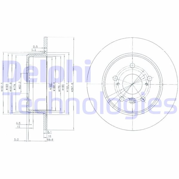 DELPHI BG3183 Fren Sistemleri Fren Diski - TOYOTA CAMRY (_V1_) uyumlu