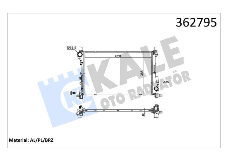 KALE OTO RADYATÖR 362795 Soğutma Sistemi Su Soğutucu & Parçaları - FIAT EGEA Sedan (356_, 357_) uyumlu