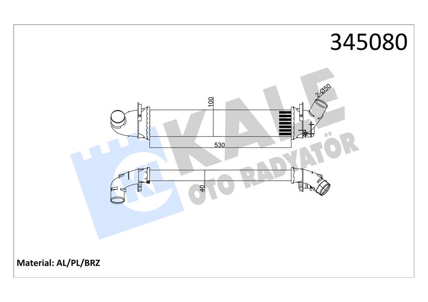 KALE OTO RADYATÖR 345080 Motor Turbo Radyatörü - DACIA LOGAN (LS_) uyumlu