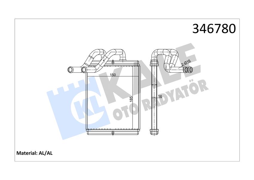 KALE OTO RADYATÖR 346780 İklimlendirme Sistemi İç Mekan Isı Değiştirici - KIA SORENTO I (JC) uyumlu