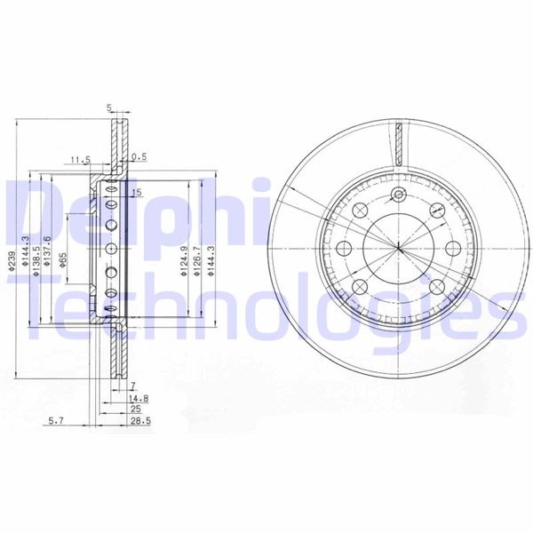 DELPHI BG3658 Fren Sistemleri Fren Diski - VW LUPO I (6X1, 6E1) uyumlu