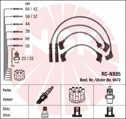 NGK 9472 Ateşleme Sistemi Ateşleme Kablosu