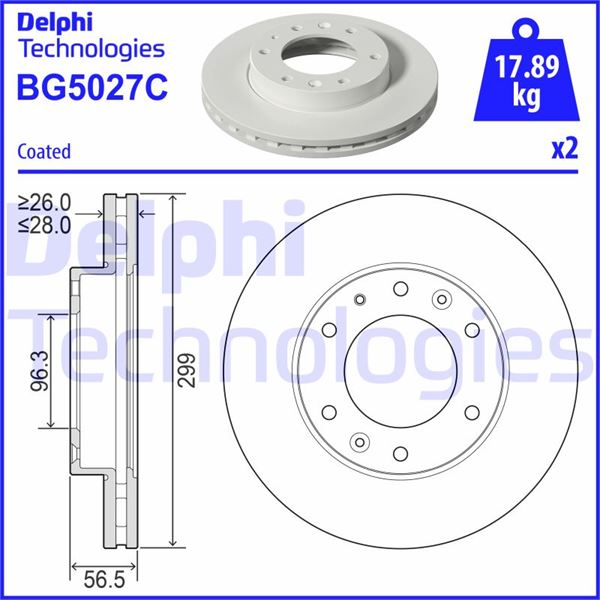 DELPHI BG5027C Fren Sistemleri Fren Diski - HYUNDAI H350 Minibüs/Otobüs uyumlu