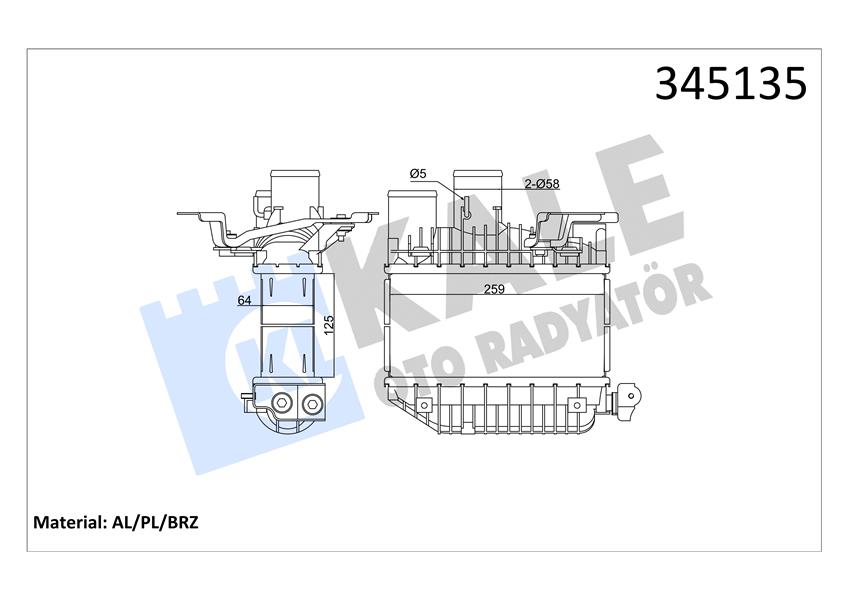 KALE OTO RADYATÖR 345135 Motor Turbo Radyatörü - TOYOTA AVENSIS Liftback (_T22_) uyumlu