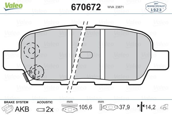 VALEO 670672 Fren Sistemleri Fren Balatası - NISSAN X-TRAIL II (T31) uyumlu