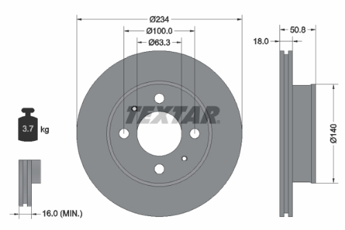 TEXTAR 92146803 Fren Sistemleri Fren Diski - HYUNDAI ATOS (MX) uyumlu