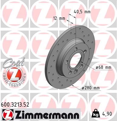 ZIMMERMANN 600.3213.52 Fren Sistemleri Fren Diski - VW TRANSPORTER T4 Minibüs/Otobüs (70B, 70C, 7DB, 7DK, 70J, 70K, uyumlu