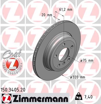 ZIMMERMANN 150.3405.20 Fren Sistemleri Fren Diski - BMW 5 (E60) uyumlu