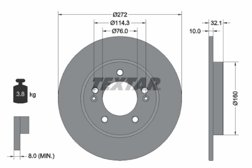 TEXTAR 92291703 Fren Sistemleri Fren Diski - HYUNDAI i30 (PDE, PD, PDEN) uyumlu