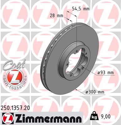 ZIMMERMANN 250.1357.20 Fren Sistemleri Fren Diski - FORD TRANSIT Minibüs/Otobüs (FD_ _, FB_ _, FS_ _, FZ_ _, FC_ _) uyumlu