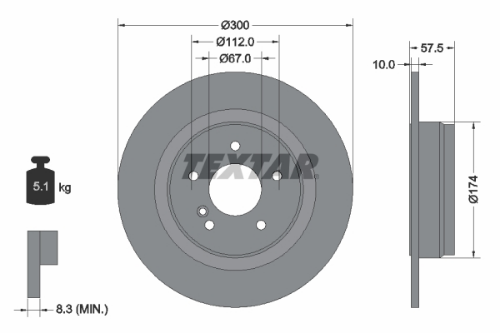 TEXTAR 92163303 Fren Sistemleri Fren Diski - MERCEDES-BENZ C-SERISI T-Model (S204) uyumlu