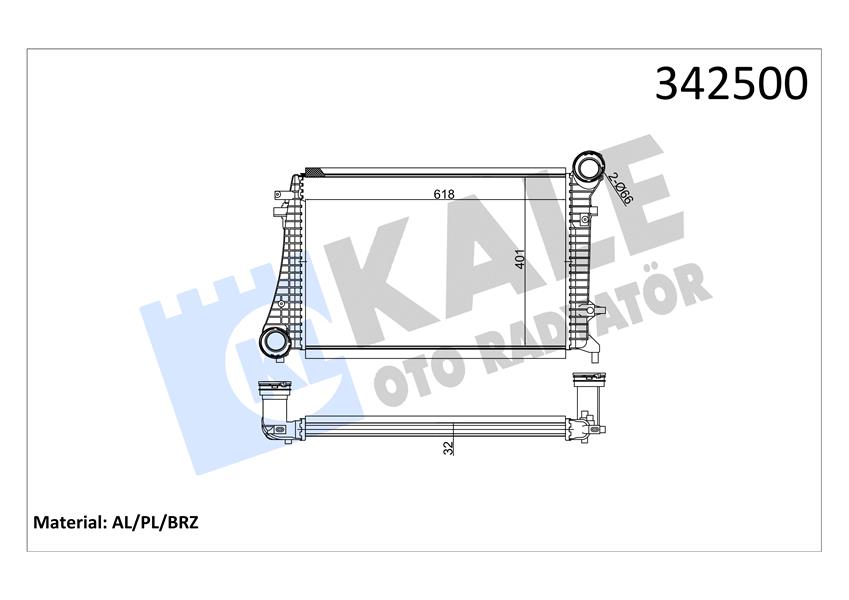 KALE OTO RADYATÖR 342500 Motor Turbo Radyatörü - VW CADDY III Kasa/büyük limuzin (2KA, 2KH, 2CA, 2CH) uyumlu