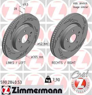 ZIMMERMANN 590.2840.53 Fren Sistemleri Fren Diski - TOYOTA RAV 4 V (_A5_, _H5_) uyumlu