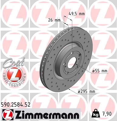 ZIMMERMANN 590.2584.52 Fren Sistemleri Fren Diski - TOYOTA AVENSIS Sedan (_T25_) uyumlu