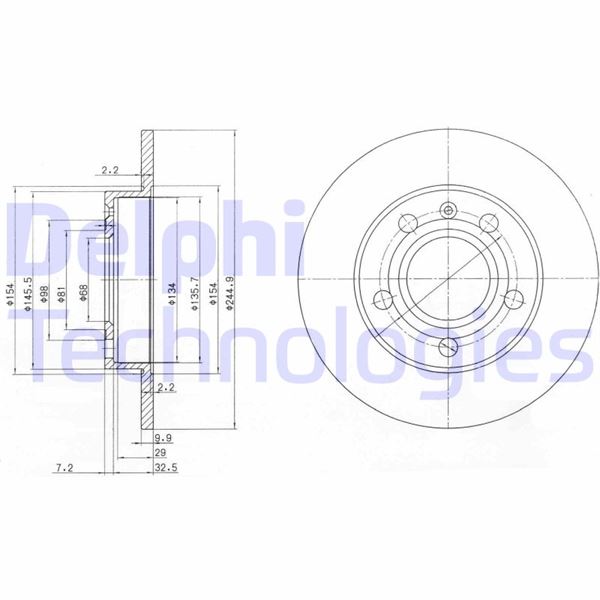 DELPHI BG2753C Fren Sistemleri Fren Diski - AUDI COUPE B3 (89, 8B3) uyumlu