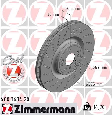 ZIMMERMANN 400.3684.20 Fren Sistemleri Fren Diski - MERCEDES-BENZ M-SERISI (W166) uyumlu