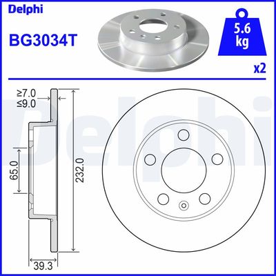 DELPHI BG3034T Fren Sistemleri Fren Diski - SEAT IBIZA IV (6J5, 6P1) uyumlu