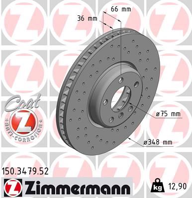 ZIMMERMANN 150.3479.52 Fren Sistemleri Fren Diski - BMW 5 (F10) uyumlu