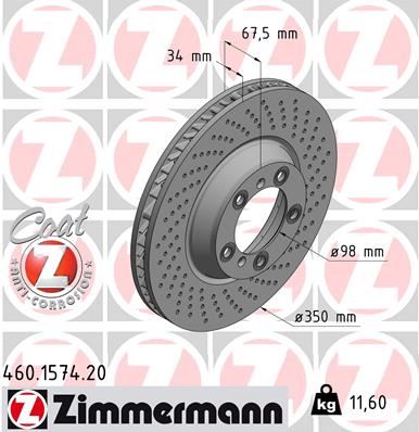 ZIMMERMANN 460.1574.20 Fren Sistemleri Fren Diski - PORSCHE 911 (996) uyumlu