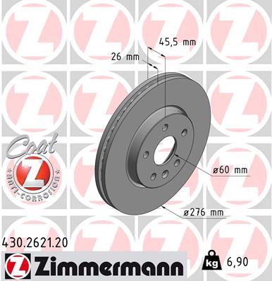 ZIMMERMANN 430.2621.20 Fren Sistemleri Fren Diski - OPEL ASTRA J Sports Tourer (P10) uyumlu