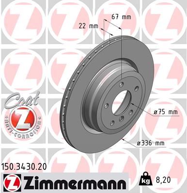 ZIMMERMANN 150.3430.20 Fren Sistemleri Fren Diski - BMW 3 Touring (E91) uyumlu