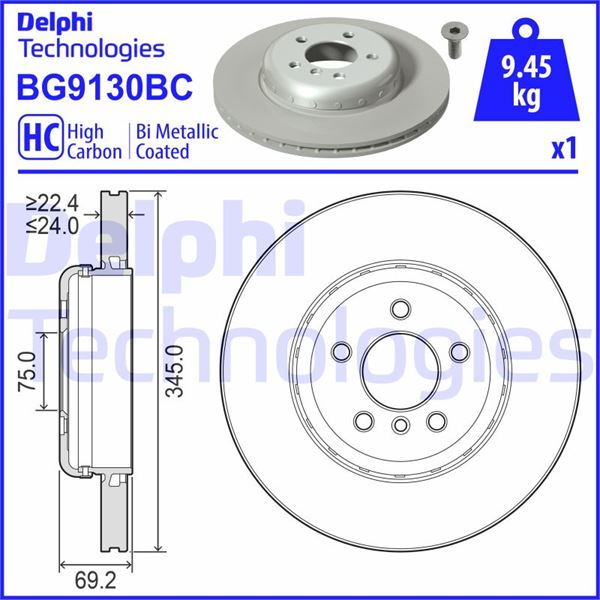 DELPHI BG9130BC Fren Sistemleri Fren Diski - BMW 6 Coupe (F13) uyumlu