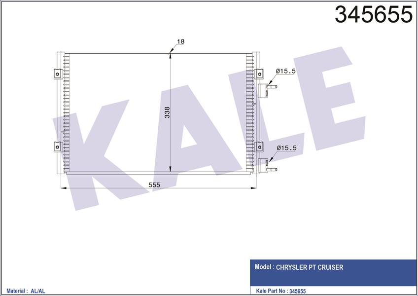 KALE OTO RADYATÖR 345655 İklimlendirme Sistemi Klima Radyatörü - CHRYSLER PT CRUISER (PT_) uyumlu