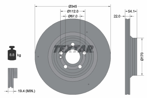 TEXTAR 92307005 Fren Sistemleri Fren Diski - MERCEDES-BENZ GLE (V167) uyumlu