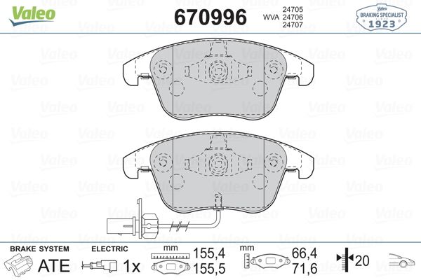 VALEO 670996 Fren Sistemleri Fren Balatası - AUDI A5 (8T3) uyumlu