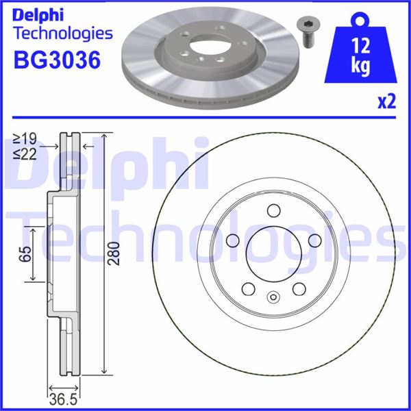 DELPHI BG3036 Fren Sistemleri Fren Diski - SEAT TOLEDO I (1L2) uyumlu