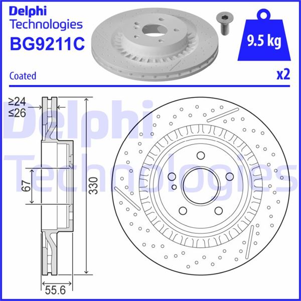 DELPHI BG9211C Fren Sistemleri Fren Diski - MERCEDES-BENZ C-SERISI Coupe (C204) uyumlu