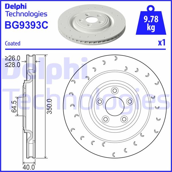 DELPHI BG9393C Fren Sistemleri Fren Diski - JAGUAR XK II Coupe (X150) uyumlu