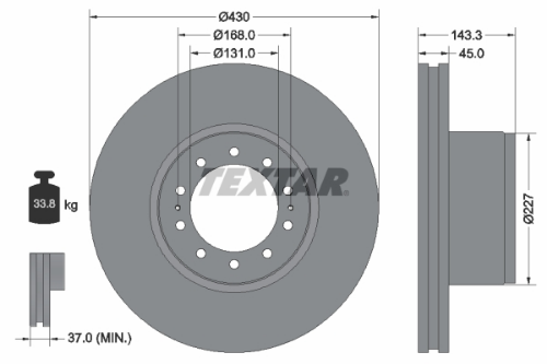 TEXTAR 93186700 Fren Sistemleri Fren Diski - MERCEDES-BENZ ACTROS MP2 / MP3 uyumlu
