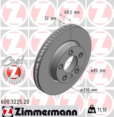 ZIMMERMANN 600.3225.20 Fren Sistemleri Fren Diski - VW TOUAREG (7P5, 7P6) uyumlu