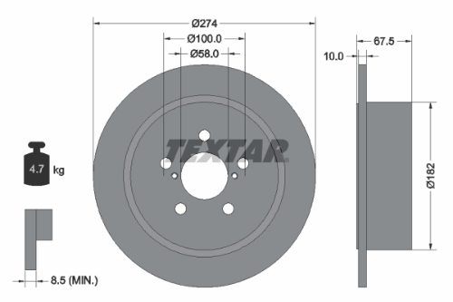TEXTAR 92167800 Fren Sistemleri Fren Diski - SUBARU OUTBACK (BL, BP) uyumlu