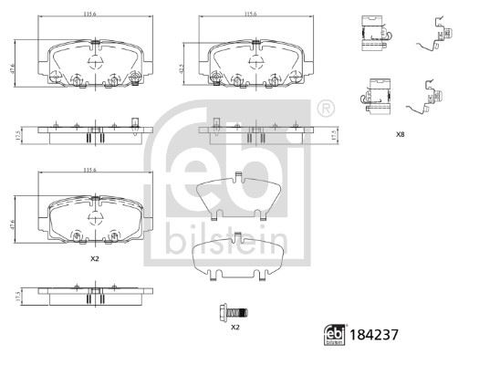 FEBI BILSTEIN 184237 Fren Sistemleri Fren Balatası - JEEP COMPASS (MP, M6, MV, M7) uyumlu