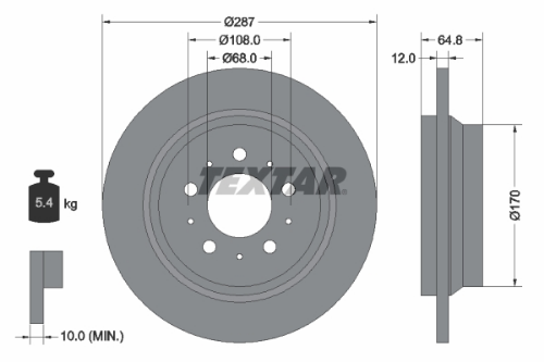 TEXTAR 92100703 Fren Sistemleri Fren Diski - VOLVO S80 I (184) uyumlu