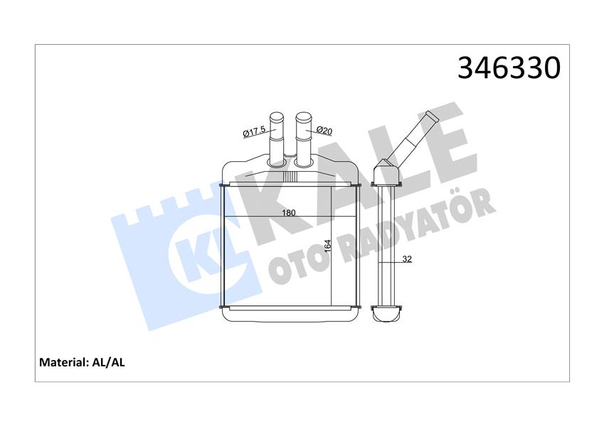 KALE OTO RADYATÖR 346330 İklimlendirme Sistemi İç Mekan Isı Değiştirici - DAEWOO NUBIRA (J100) uyumlu