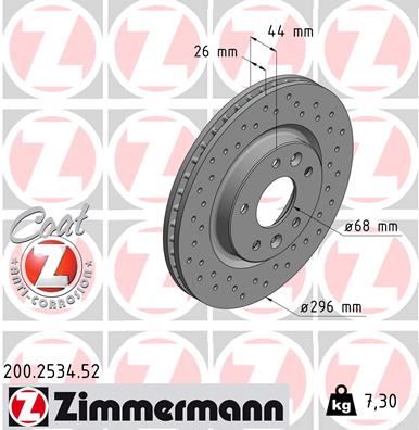 ZIMMERMANN 200.2534.52 Fren Sistemleri Fren Diski - NISSAN QASHQAI II (J11, J11_) uyumlu