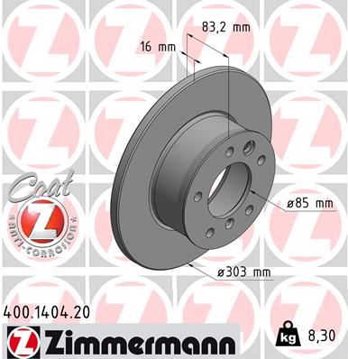 ZIMMERMANN 400.1404.20 Fren Sistemleri Fren Diski - MERCEDES-BENZ G-SERISI (W460) uyumlu