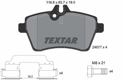 TEXTAR 2407702 Fren Sistemleri Fren Balatası - MERCEDES-BENZ A-SERISI (W169) uyumlu
