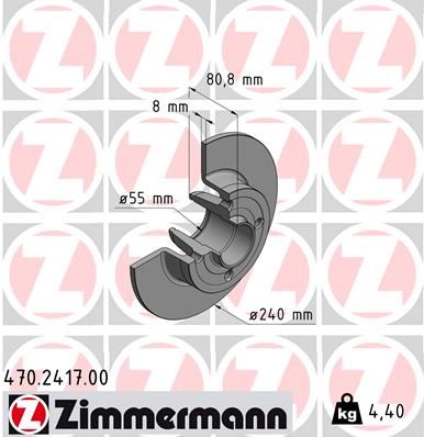 ZIMMERMANN 470.2417.00 Fren Sistemleri Fren Diski - RENAULT MODUS / GRAND MODUS (F/JP0_) uyumlu