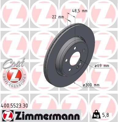 ZIMMERMANN 400.5523.30 Fren Sistemleri Fren Diski - MERCEDES-BENZ C-SERISI (W205) uyumlu