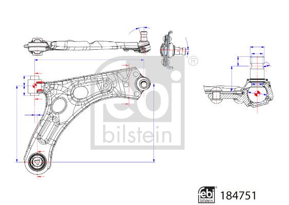 FEBI BILSTEIN 184751 Süspansiyon Sistemi Bugi Kolu - PEUGEOT 208 II (UB_, UP_, UW_, UJ_) uyumlu