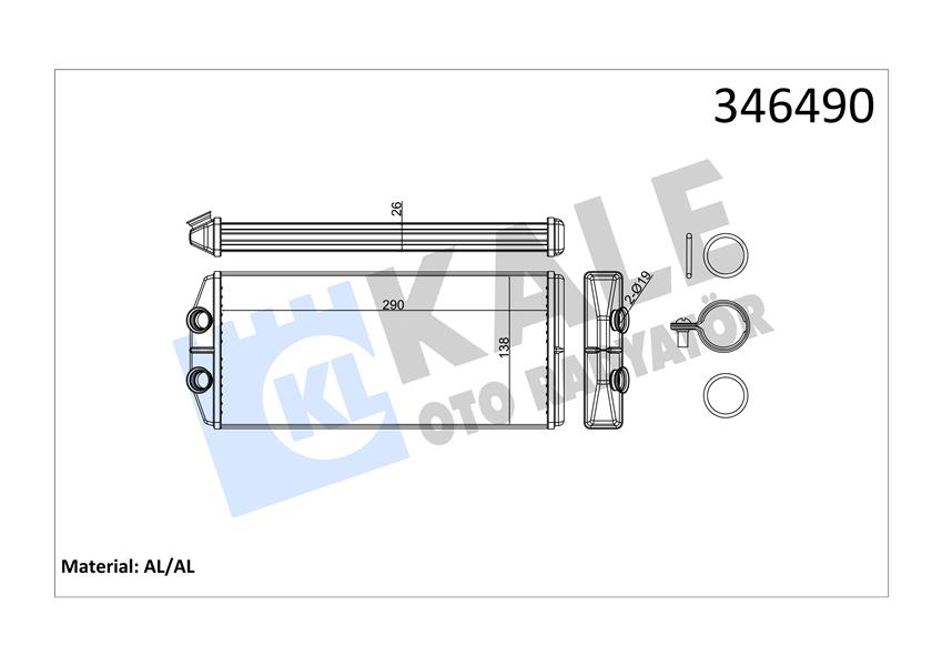 KALE OTO RADYATÖR 346490 İklimlendirme Sistemi İç Mekan Isı Değiştirici - CITROËN C4 PICASSO I MPV (UD_) uyumlu